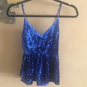 Royal blue velvet top NWT